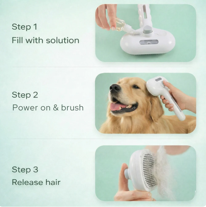 Brosse à Vapeur 2-en-1 pour Animaux